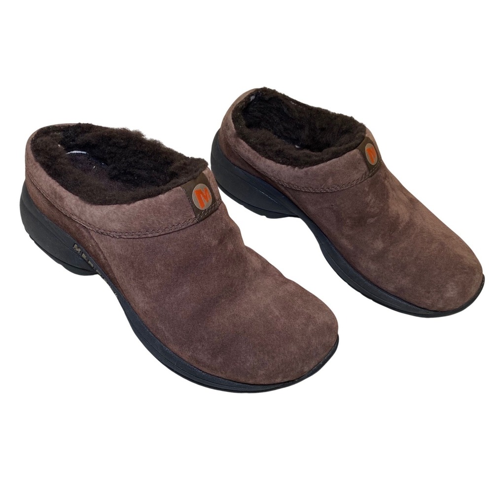 Merrell Primo Chill Slide Chocolate Brown Suede‎ Mule Slippers Womens 6
